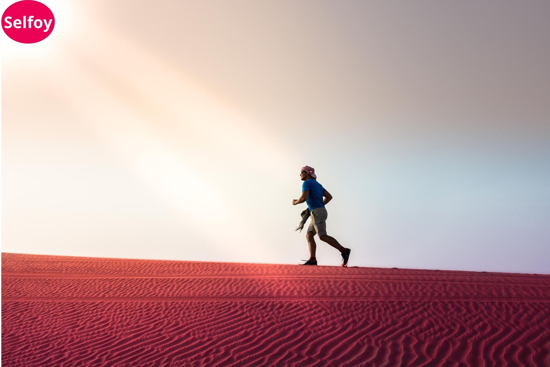 Man running on dessert to boost capacity and strength and showing Woman smiling with High Self Esteem showing Child wearing pink rose in hairs and smiling and showing Good Personal Hygiene Helps to Develop Positive Self Esteem