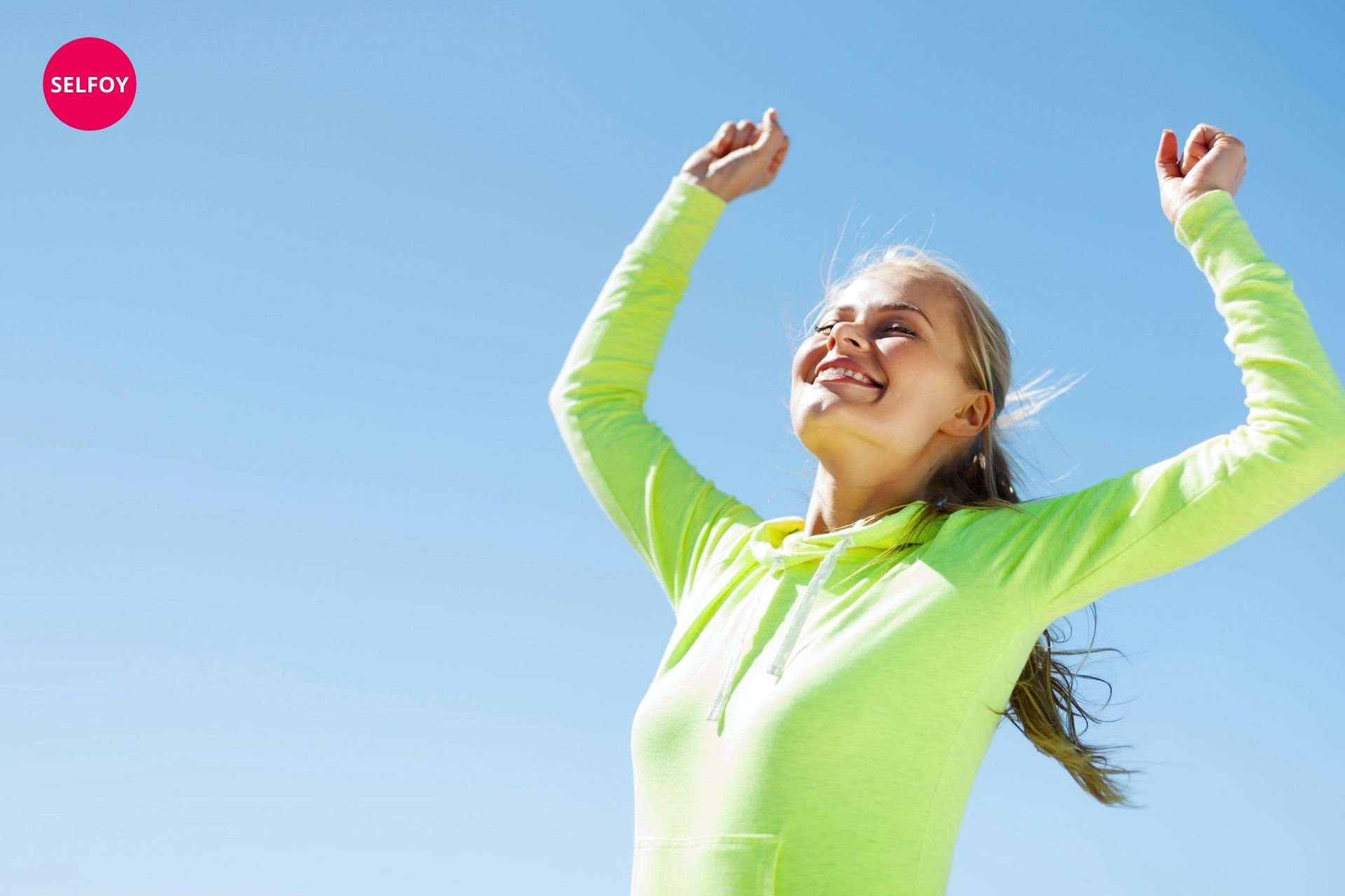 Woman feeling great and she is smiling